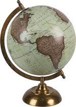 Wereldbol Decoratie 22*22*33 cm Groen, Bruin Hout, Ijzer Globe Aardbol