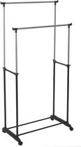 5Five Kledingrek met dubbele stangen - kunststof/metaal - zwart - 80 x 34 x 160 cm