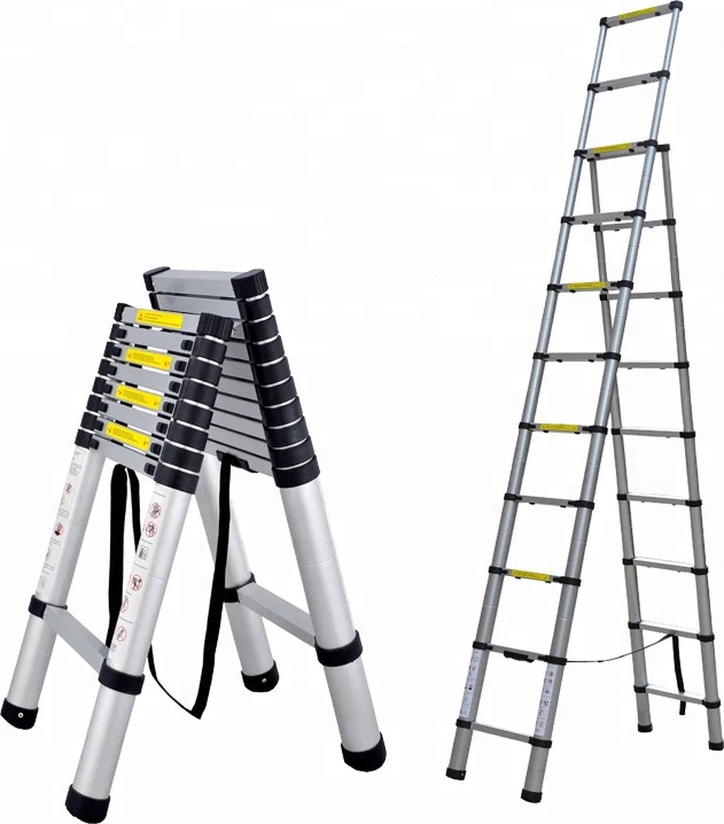 Telescopische Combi Ladder Oversteek/ Reformladder - 3,2M + 2,6M Klus Trap / Werk Trap / Bouwvakkers trap / Hoogwerkers Trap
