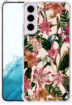 Telefoon Hoesje Geschikt voor Samsung Galaxy S22 Plus Leuk Hoesje met transparante rand Bloemen