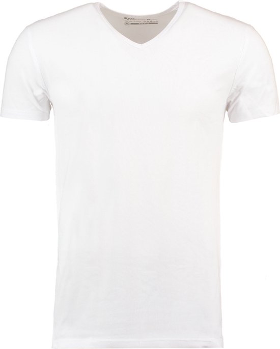 Garage 202 - Bodyfit T-shirt V-hals korte mouw wit 3XL 95% katoen 5% elastan