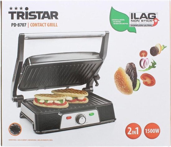 Tristar - Multi Grill- 2-in-1-Contactgrill - Antiaanbaklaag - 1500 W - Tristar