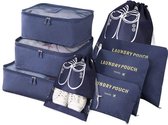 Packing cubes koffer organizer set van 8 incl. schoenenzakken - travel cubes reisaccessoires handbagage schoenentas - toilettas
