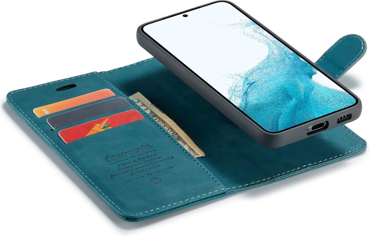 CaseMania Bookcase hoesje geschikt voor Samsung Galaxy S22 - Effen Groen - Kunstleer