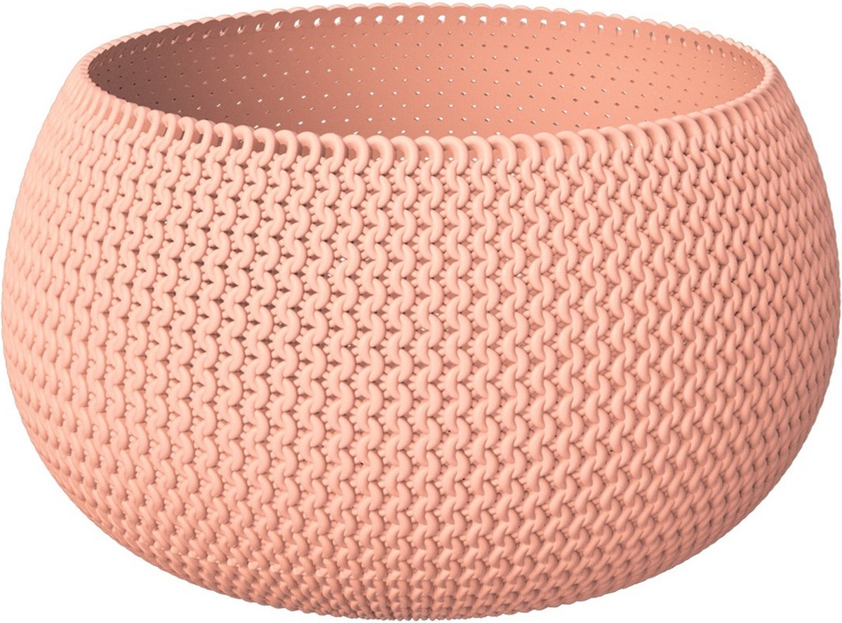 Plantenpot/bloempot kunststof dia 37 cm en hoogte 22 cm in het zalm roze voor binnen/buiten