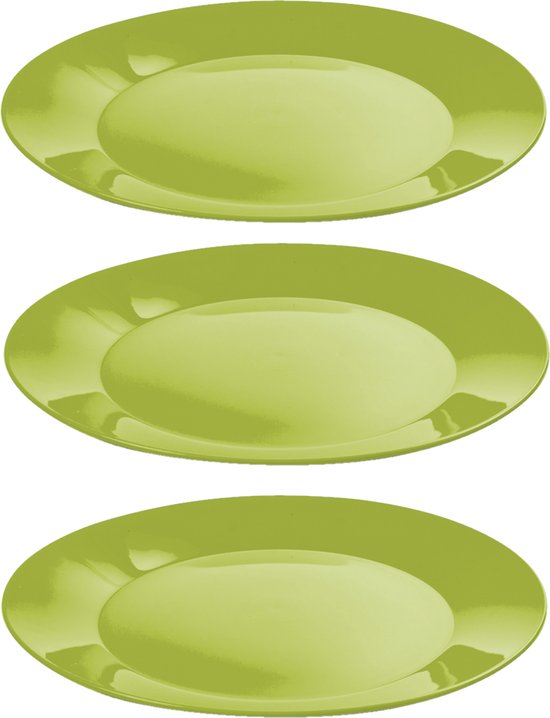 24x assiettes petit-déjeuner/dîner en plastique dur 21 cm en vert.  Vaisselle Plein air... | bol