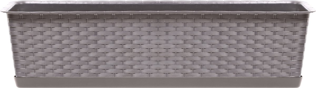 Prosperplast Kunststof plantenbak/bloembak Ratolla - rotan look - taupe - 40 x 17 x 15 cm