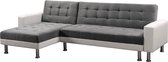 Bol.com Hoekbank slaapbank meubel links of rechts bank "Theo" - 258 x 82/147 x 82 cm - 4 zits - Wit / Grijs aanbieding