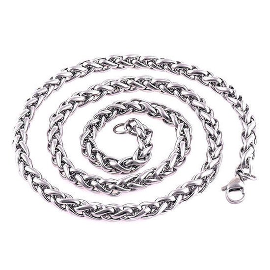 Fako Bijoux® - Schakelketting Staal - RVS - Vossenstaart - Rond Gevlochten - 5mm - 60cm - Zilverkleurig