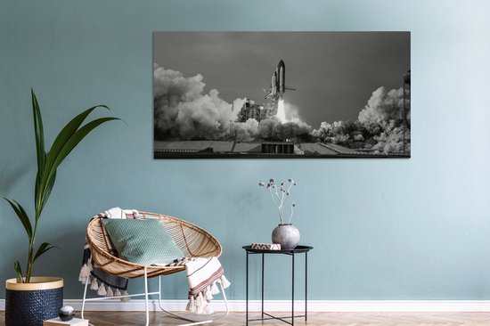Tableau sur toile 160x80 cm - Décoration murale Lancement de la navette spatiale - noir et blanc - Décoration murale salon - Décoration chambre - Accessoires chambre - Peintures