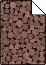 Proefstaal Origin Wallcoverings behang metallic munten roest bruin - 347460 - 26,5 x 21 cm
