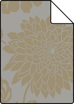 Proefstaal Origin Wallcoverings behang bloemen taupe en glanzend brons - 326149 - 26,5 x 21 cm