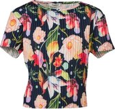 Meisjes plisse shirt korte mouwen - marine | Maat 116/ 6Y