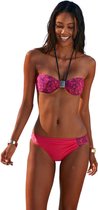 No Gossip Bandeau bikini met gestrikte hals Marineblauw, robijnrood bloemenpatroon met borstkussen en accessoire MULTICOLOR 38