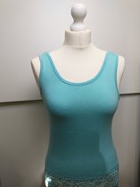 Dames tank top Lauren met kanten rand licht turquoise S/M