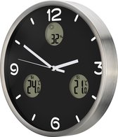 Bresser MyTime Horloge Murale Zwart - Incl. Thermomètre & Hygromètre - 30Ø cm - Avec Capteur Sans Fil