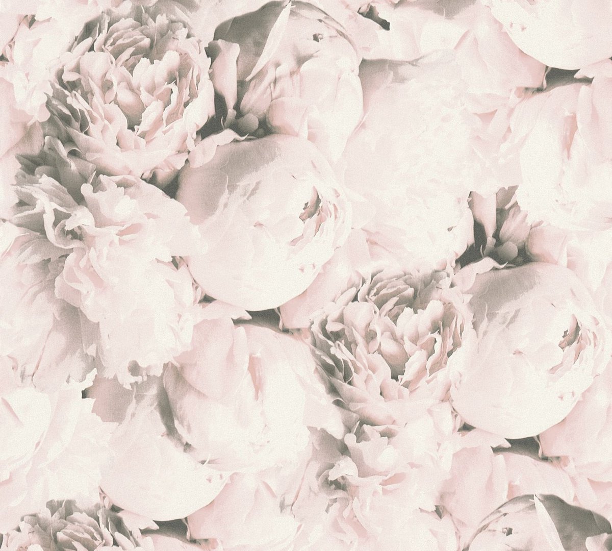 CREME MET ROZE PIOENROZEN BEHANG - AS Creation AS Neue Bude 2.0 editie 2