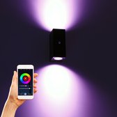 Proventa Slimme Wandlamp buiten met sensor - Multicolor - 2 lichtpunten - Bedienbaar met App
