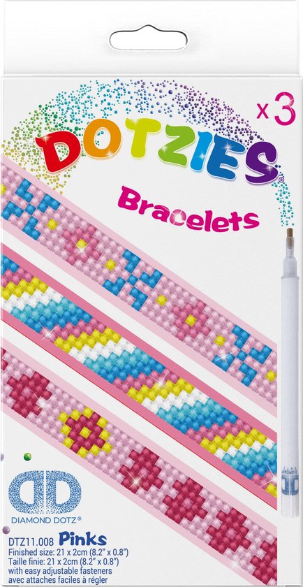DIAMOND DOTZ Dotzies Pinks Armbandjes - Diamond Painting - 804 Dotz - 21x2 cm