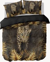 Y-NOT - Roy Donders Jungle Leopard Gold - Dekbedovertrek - Katoensatijn - Tweepersoons - 200x220 cm - Zwart Goud