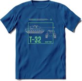 T32 Heavy tank leger T-Shirt | Unisex Army Tank Kleding | Dames / Heren Tanks ww2 shirt | Blueprint | Grappig bouwpakket Cadeau - Donker Blauw - XL