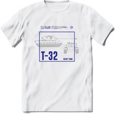 T32 Heavy tank leger T-Shirt | Unisex Army Tank Kleding | Dames / Heren Tanks ww2 shirt | Blueprint | Grappig bouwpakket Cadeau - Wit - XXL