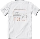 T32 Heavy tank leger T-Shirt | Unisex Army Tank Kleding | Dames / Heren Tanks ww2 shirt | Blueprint | Grappig bouwpakket Cadeau - Wit - L