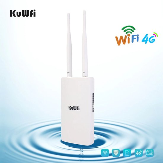 zwaan Monet stok KuWFi® Waterdichte Buitenhuis 4G Router - 150Mbps CAT4 - Lte Routers 3G/4G  - Sim-kaart... | bol.com