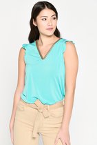 LOLALIZA Top met V-hals - Turquoise - Maat S