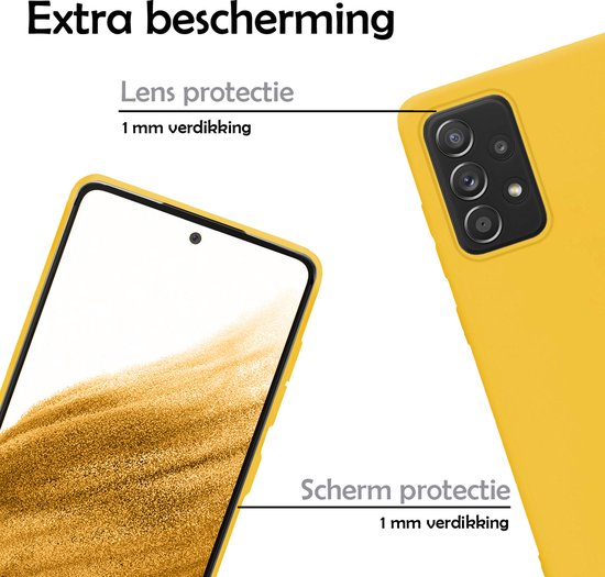 Coque Samsung A53 avec 2x protections d'écran - Coque Samsung Galaxy A53 - Coque Samsung A53 en Siliconen avec 2x protections d'écran - Jaune