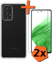 Hoesje Geschikt voor Samsung A53 Hoesje Siliconen Cover Case Met 2x Screenprotector - Hoes Geschikt voor Samsung Galaxy A53 Hoes Back Case - Transparant.
