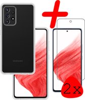 Hoes Geschikt voor Samsung A53 Hoesje Siliconen Back Cover Case Met 2x Screenprotector - Hoesje Geschikt voor Samsung Galaxy A53 Hoes Cover Hoesje - Transparant