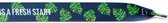 schoenveters Monstera 120 x 1,5 cm katoen blauw