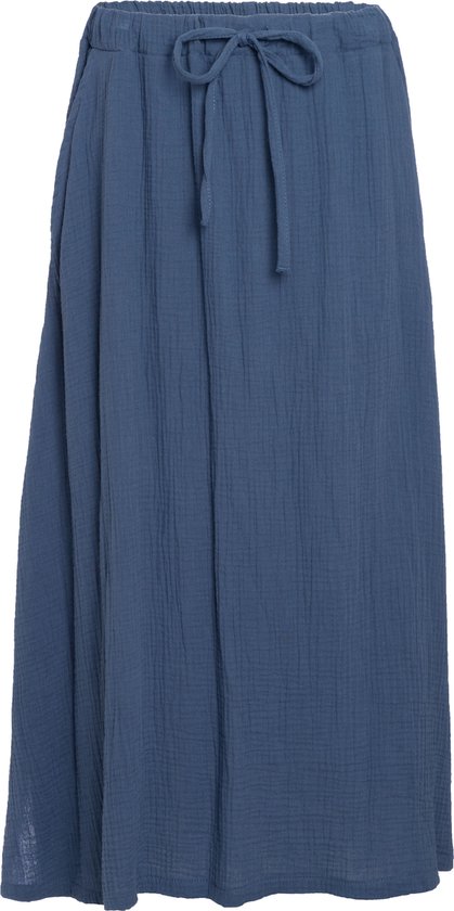 Knit Factory Kiki Maxirok - Casual rok - Rok voor de lente & zomer - Rok reikend tot de enkels - A-lijn - Lange rok - Jeans - Donkerblauw - S/M - 100% Biologisch katoen