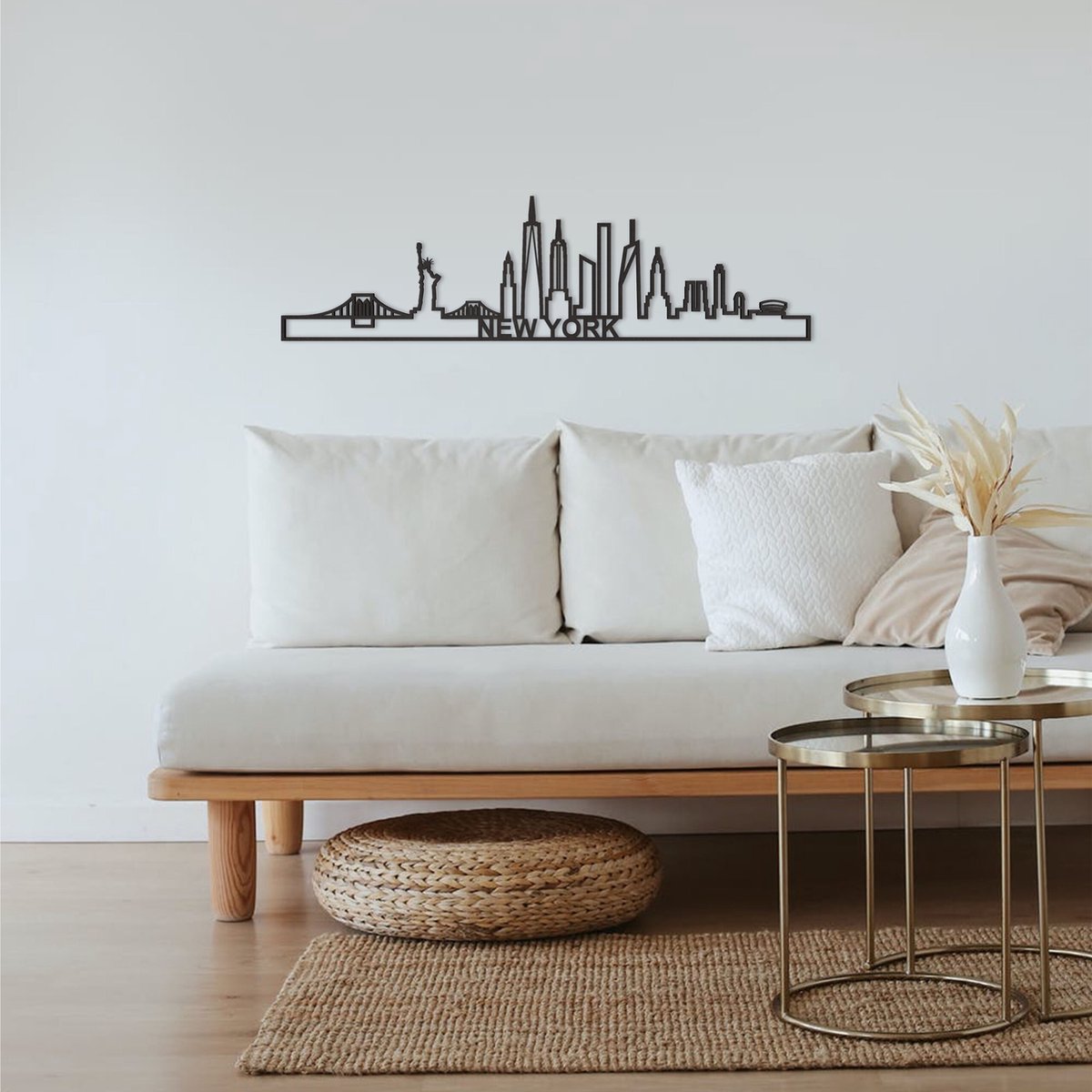 Skyline New York Zwart Mdf 130 Cm Wanddecoratie Voor Aan De Muur Met Tekst City Shapes