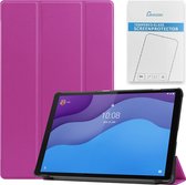 Case2go - Tablet hoes & Screenprotector geschikt voor Lenovo Tab M10 (TB-X306F) - 10.1 Inch - Auto Wake/Sleep functie - Paars