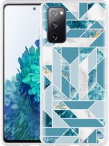 Hoesje Geschikt voor Samsung Galaxy S20 FE Blauw Marmer Patroon