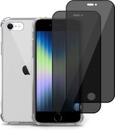 Hoesje geschikt voor iPhone SE 2022 + 2x Screenprotector – Gehard Glas Cover - Shock Proof Case Transparant
