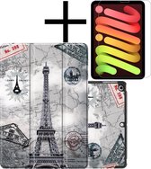 iPad Mini 6 Hoesje Plus Screenprotector Book Case Cover Plus Screen Protector - Eiffeltoren