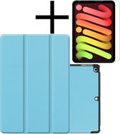iPad Mini 6 Hoesje Plus Screenprotector Book Case Cover Plus Screen Protector - Licht Blauw