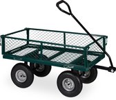 Bol.com Relaxdays bolderkar met luchtbanden - tuinwagen tot 200 kg - transportkar staal - camping aanbieding