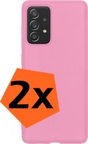 Samsung Galaxy A53 Hoesje Siliconen - Samsung Galaxy Galaxy A53 Hoesje Licht Roze Case - Samsung Galaxy Galaxy A53 Cover Siliconen Back Cover - Licht Roze 2 Stuks