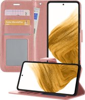 Hoesje Geschikt voor Samsung A53 Hoesje Book Case Hoes Wallet Cover - Hoes Geschikt voor Samsung Galaxy A53 Hoesje Bookcase Hoes - Rosé goud.