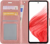 Hoes Geschikt voor Samsung A53 Hoesje Bookcase Hoes Flip Case Book Cover - Hoesje Geschikt voor Samsung Galaxy A53 Hoes Book Case Hoesje - Rosé goud