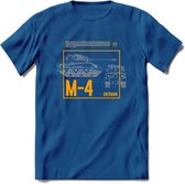 M4 Sherman leger T-Shirt | Unisex Army Tank Kleding | Dames / Heren Tanks ww2 shirt | Blueprint | Grappig bouwpakket Cadeau - Donker Blauw - S