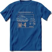 M4 Sherman leger T-Shirt | Unisex Army Tank Kleding | Dames / Heren Tanks ww2 shirt | Blueprint | Grappig bouwpakket Cadeau - Donker Blauw - 3XL