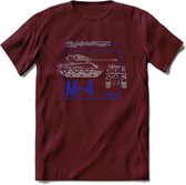 M4 Sherman leger T-Shirt | Unisex Army Tank Kleding | Dames / Heren Tanks ww2 shirt | Blueprint | Grappig bouwpakket Cadeau - Burgundy - XXL