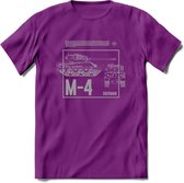 M4 Sherman leger T-Shirt | Unisex Army Tank Kleding | Dames / Heren Tanks ww2 shirt | Blueprint | Grappig bouwpakket Cadeau - Paars - L