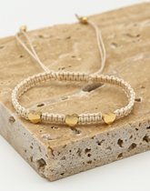 Glow Adora - Armbanden - Armband met 3 hartjes - Beige/Goud