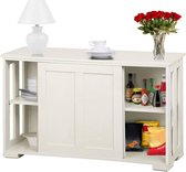 FURNIBELLA - Keukenkast, opbergkast met opbergruimte en schuifdeuren, consoletafel, dressoir, keukencommode, vrijstaande kast, buffetkast, bijzetkast, keukenmeubel, wit